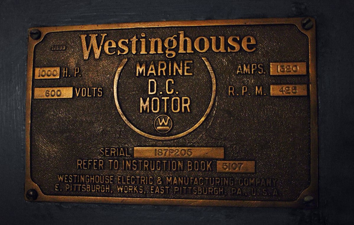 Marine DC motor — identified despite decades of corrosion.